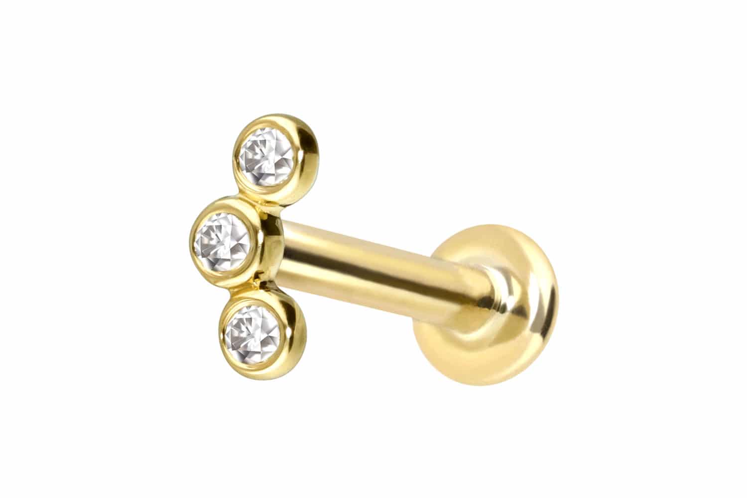 14 Karat Gold Labret mit Push Fit MOISSANIT-BOGEN